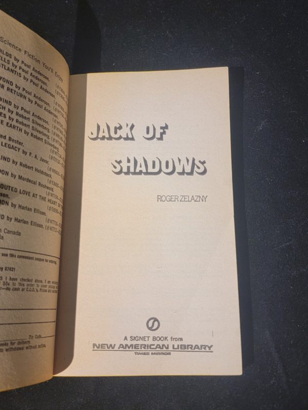 Jack of Shadows by Roger Zelazny Signet E-9370 1972 Science Fiction Vintage Paperback