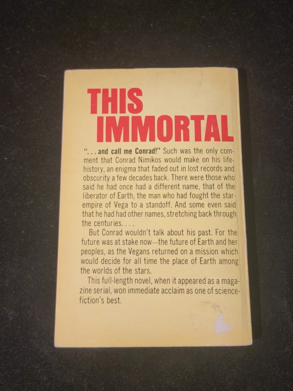 This Immortal By Roger Zelazny Ace Book F-393 1966 First Print Vintage Paperback Science Fiction