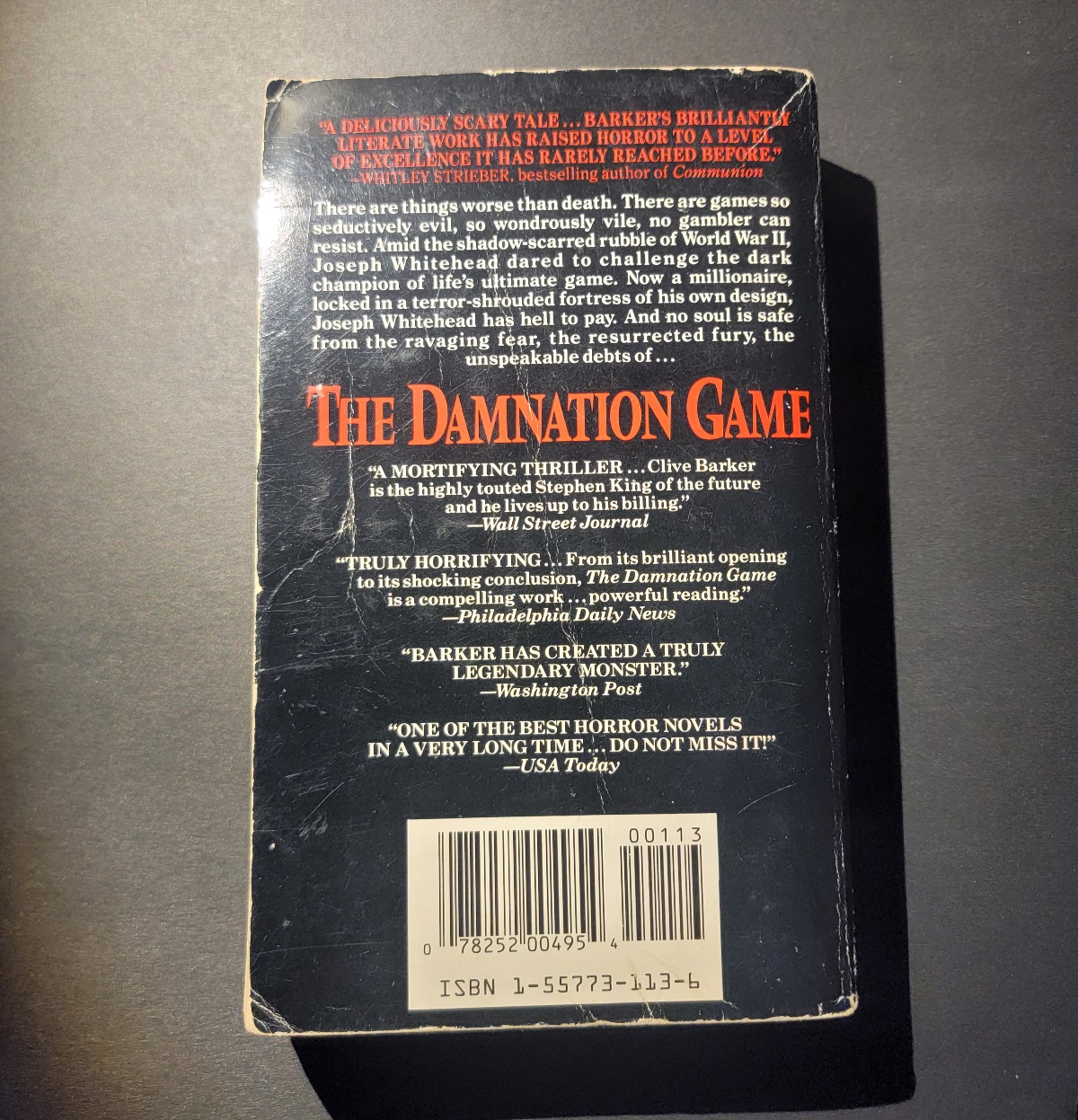 The Damnation Game by Clive Barker 1988 1st Printing Paperback