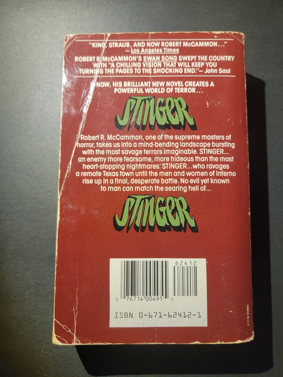 Stinger by Robert R. McCammon 1988 Pocket Horror