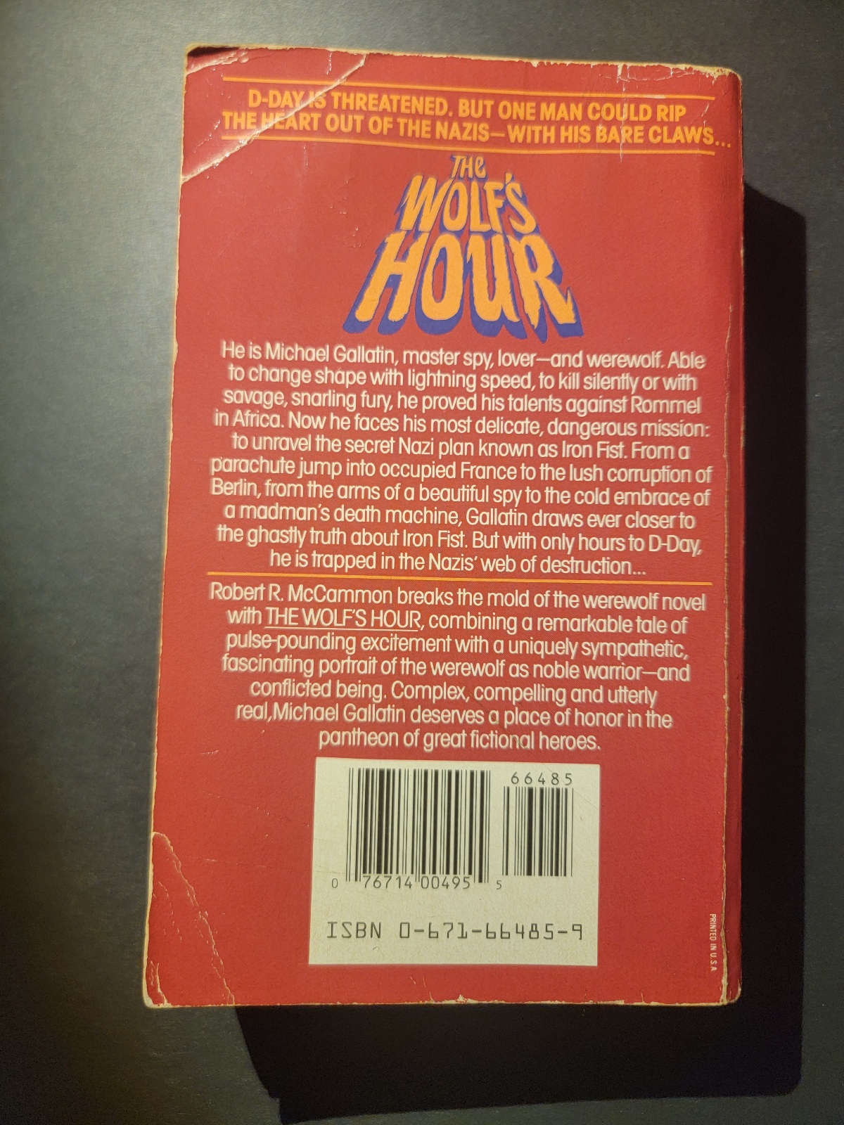 The Wolf’s Hour by Robert R. McCammon 1st Printing Paperback