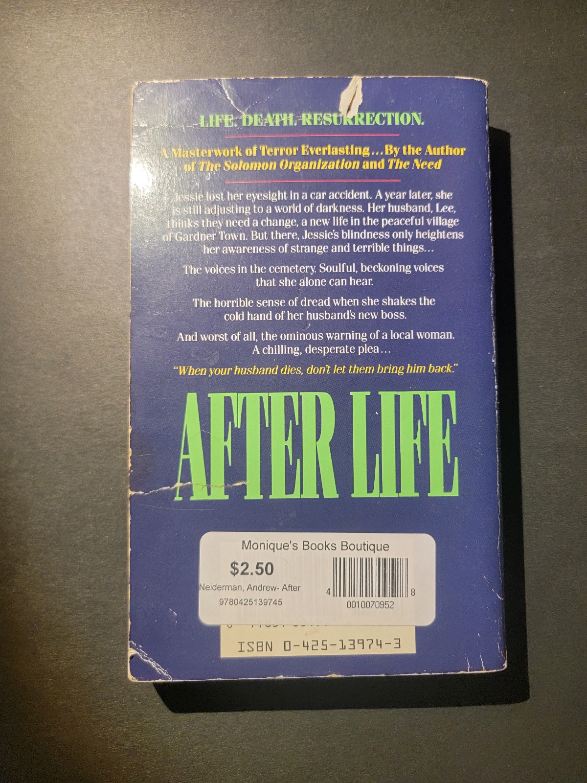 After Life by Andrew Neiderman 1993 1st Printing Horror Paperback