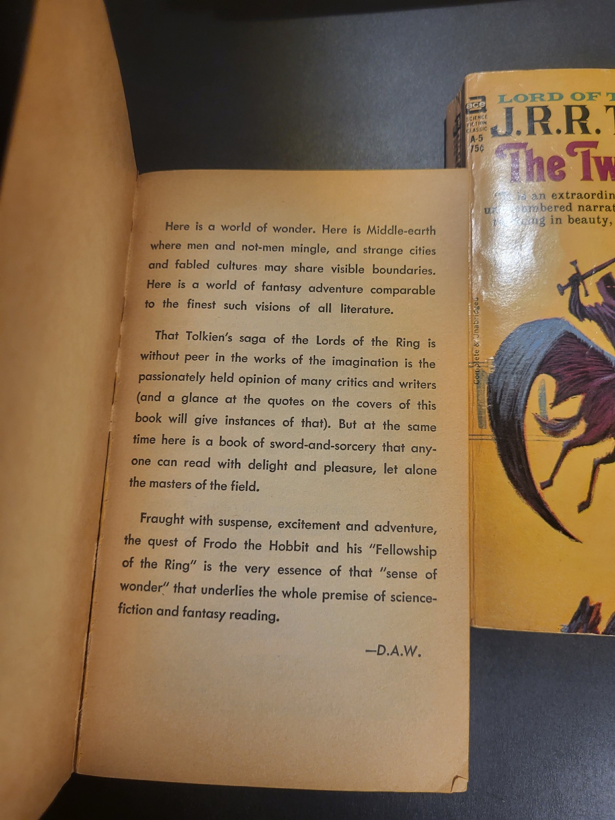 The Lord of The Rings by J.R.R. Tolkien Unauthorized Ace Printing A-4, A-5, A-6 1965