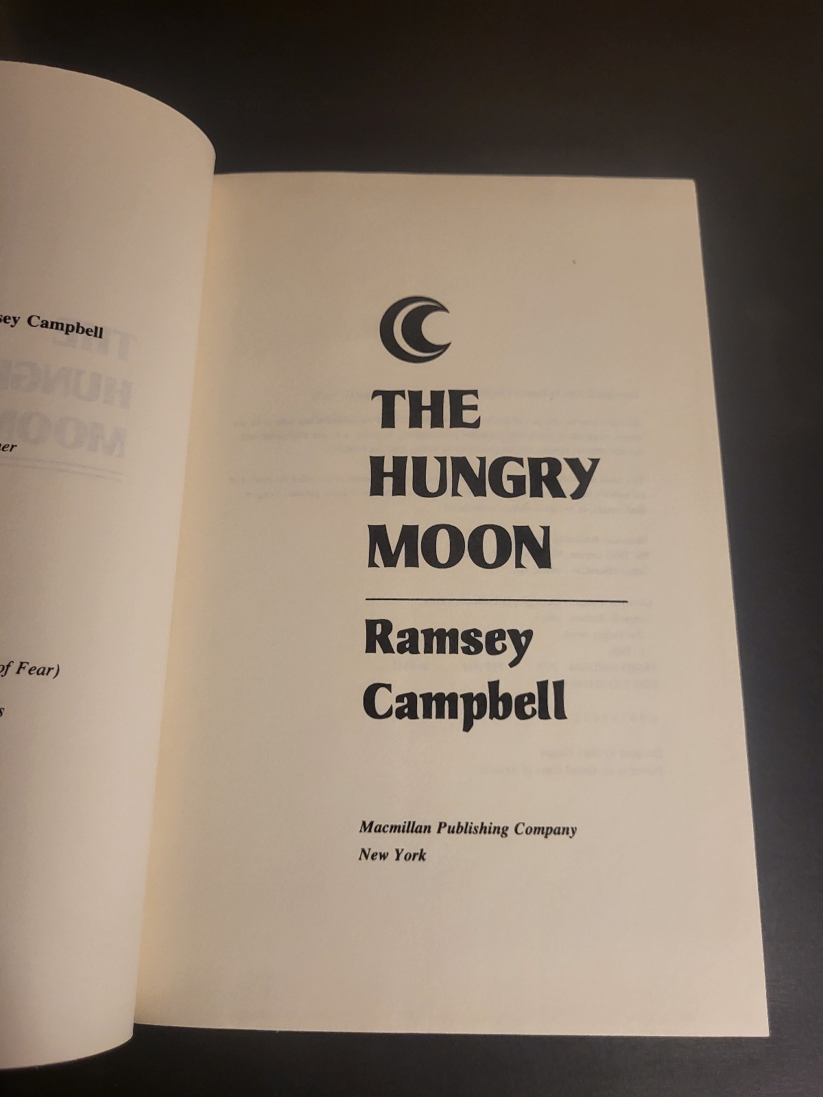 The Hungry Moon by Ramsey Campbell 1986 2nd Printing Hardcover