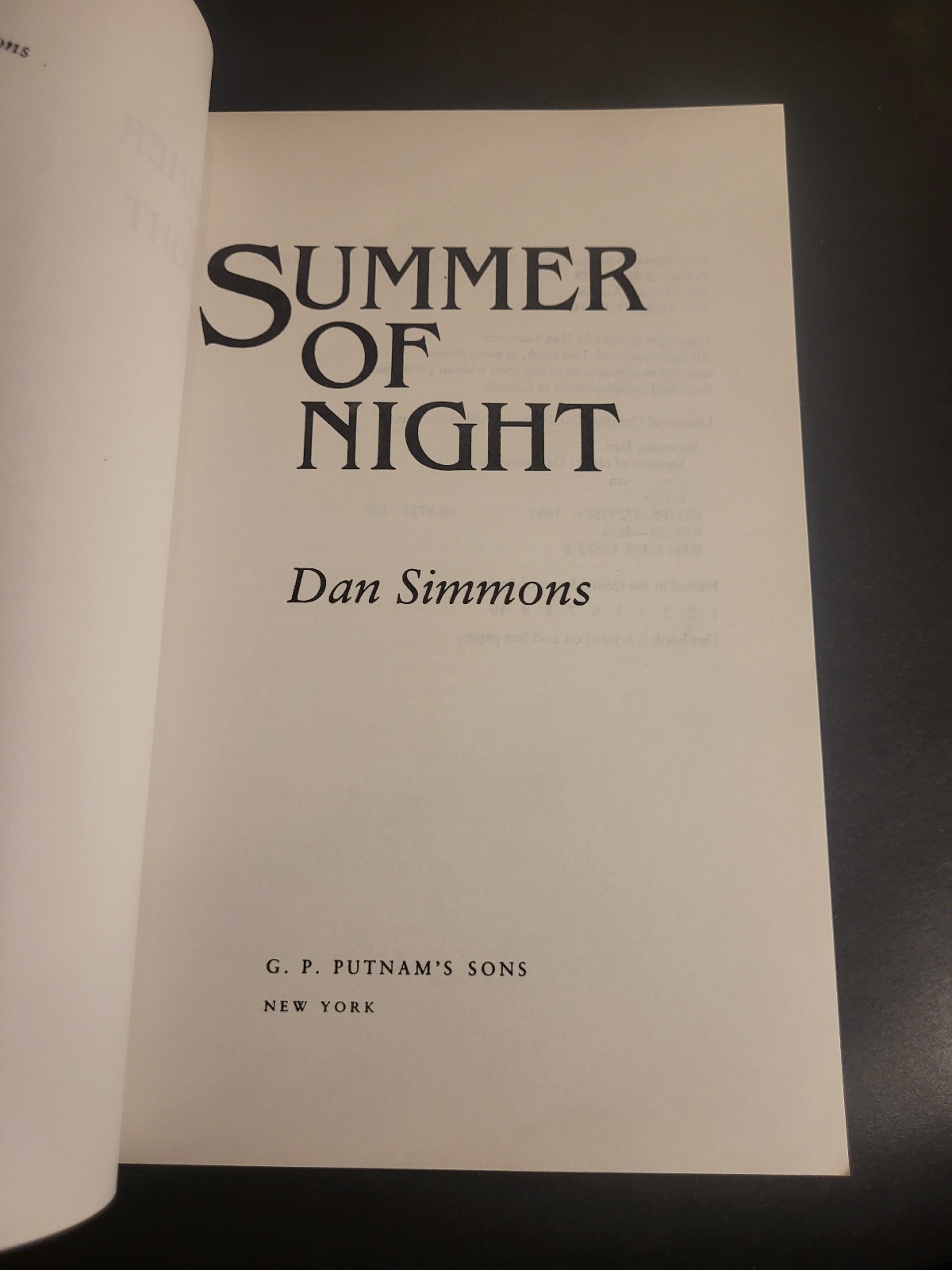 Summer of Night by Dan Simmons Uncorrected Proof 1991