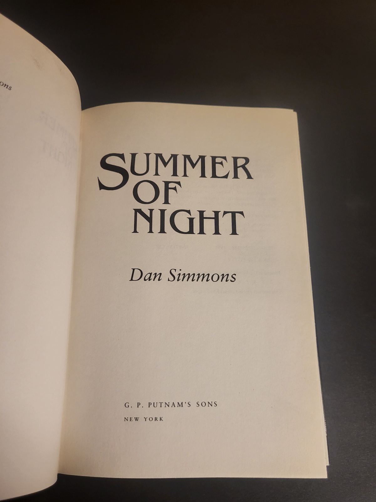 Summer of Night by Dan Simmons 1st Printing Horror Hardcover Putnam 1991