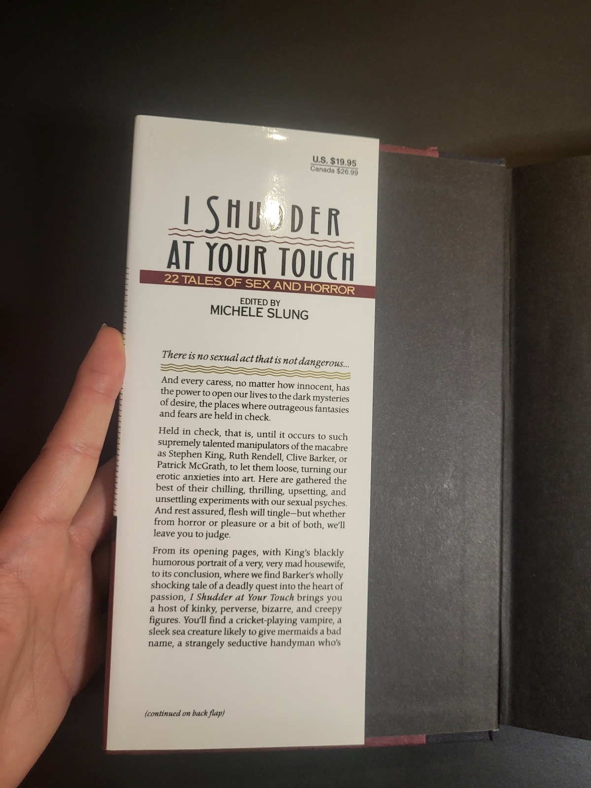 I Shudder At Your Touch: 22 Tales of Sex and Horror edited by Michele Slung 1st Printing 1991