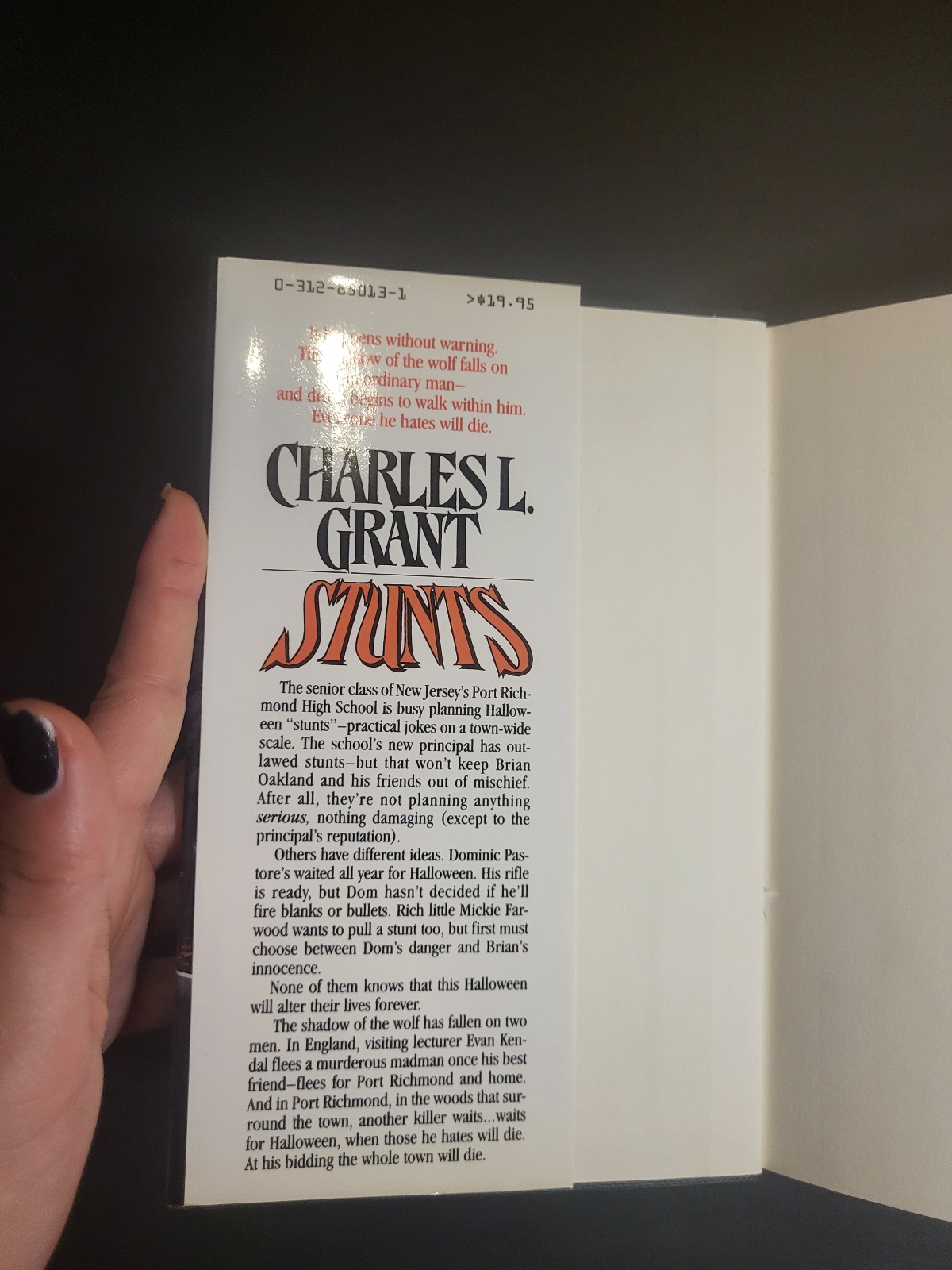 Stunts by Charles L. Grant First Edition 1990 Hardcover Horror