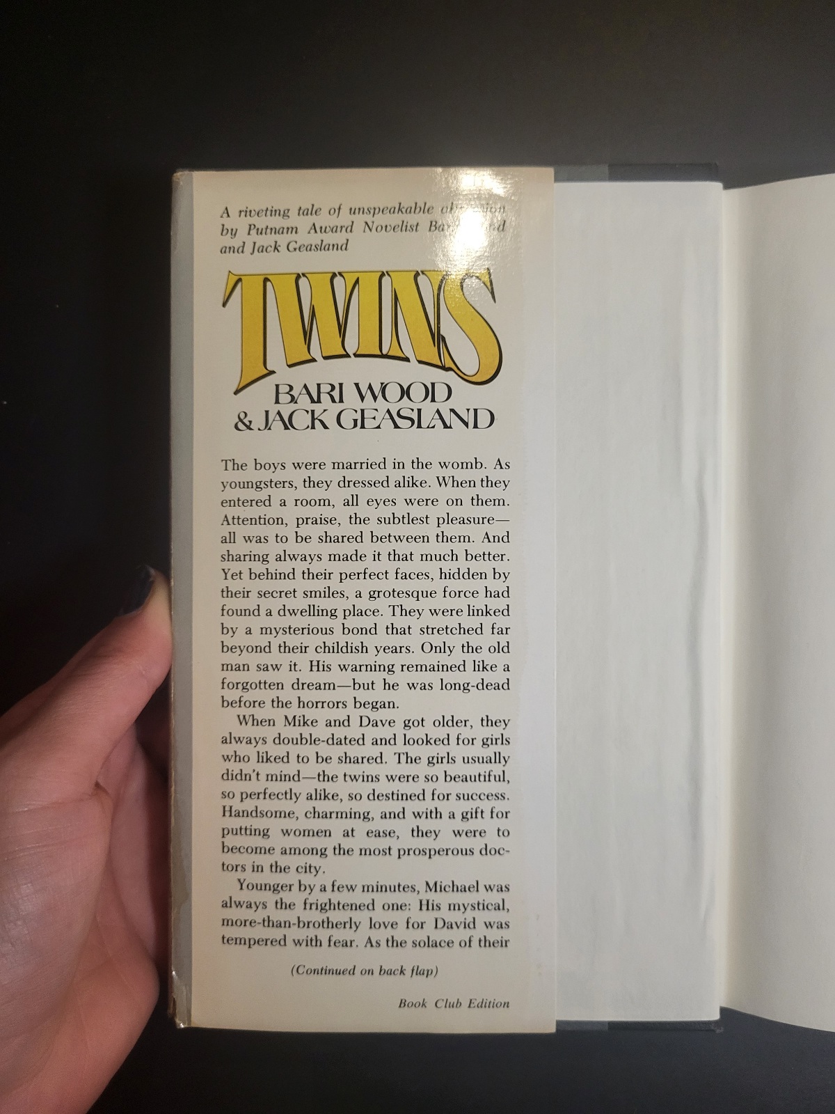 Twins By Bari Wood & Jack Geasland 1977 Book Club Edition Horror Hardcover