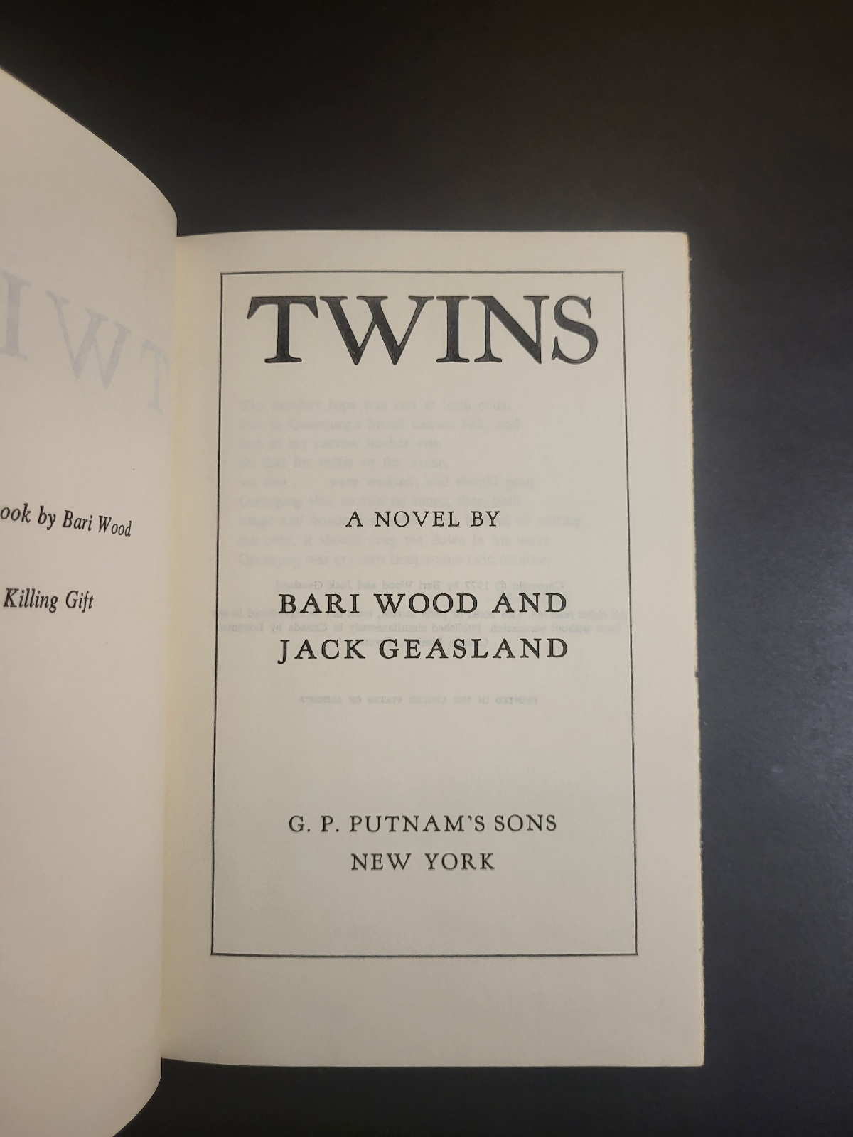 Twins By Bari Wood & Jack Geasland 1977 Book Club Edition Horror Hardcover