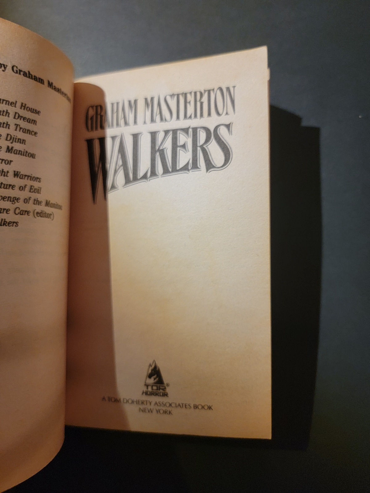 Walkers by Graham Masterton 1990 Tor Horror Paperback