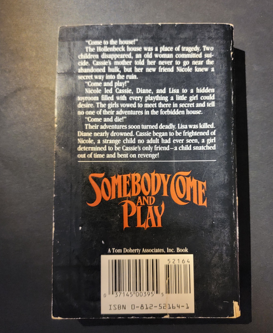 Somebody Come and Play by Clare McNally 1987 Tor Horror 1st Printing Paperback