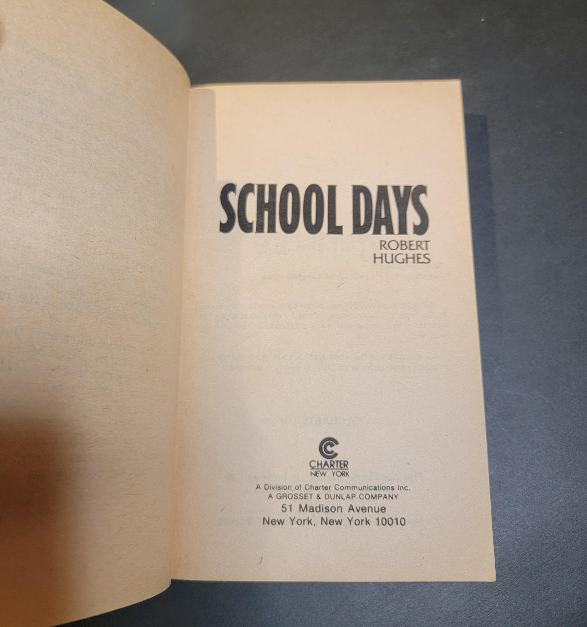 School Days by Robert Hughes 1982 Ace Charter Horror Paperback