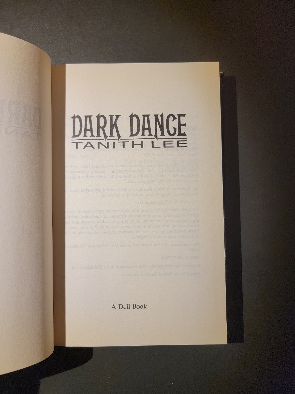 Dark Dance by Tanith Lee 1992 Hardcover Dell Horror