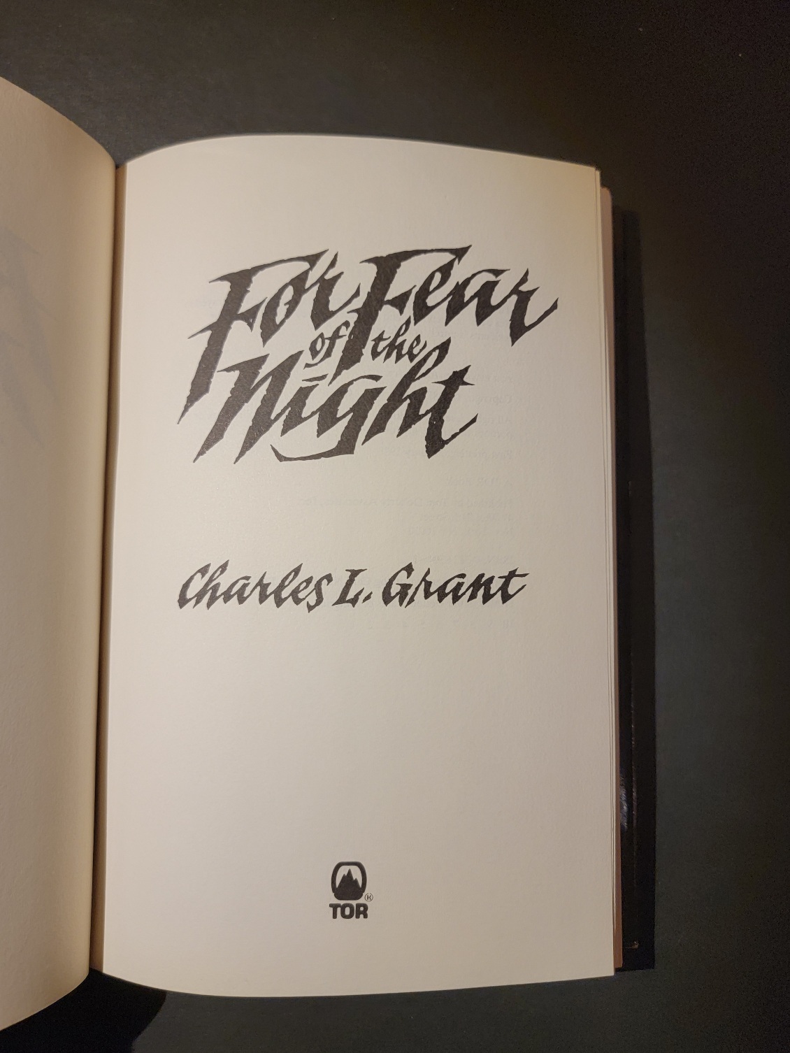 For Fear of the Night by Charles L. Grant 1st Printing 1988 Hardcover Tor Horror