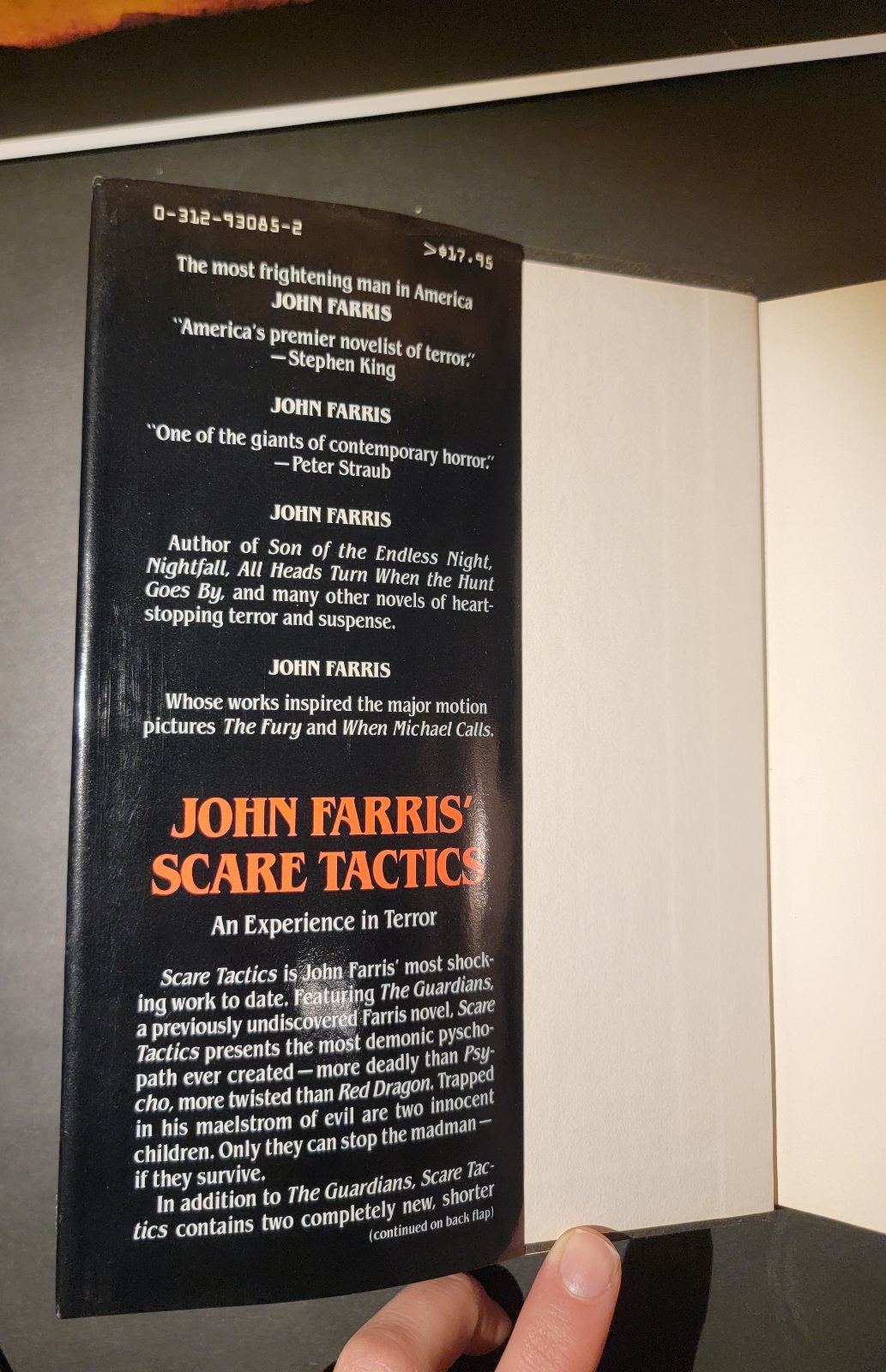 Scare Tactics by John Farris 1st Printing 1988 Hardcover Tor Horror