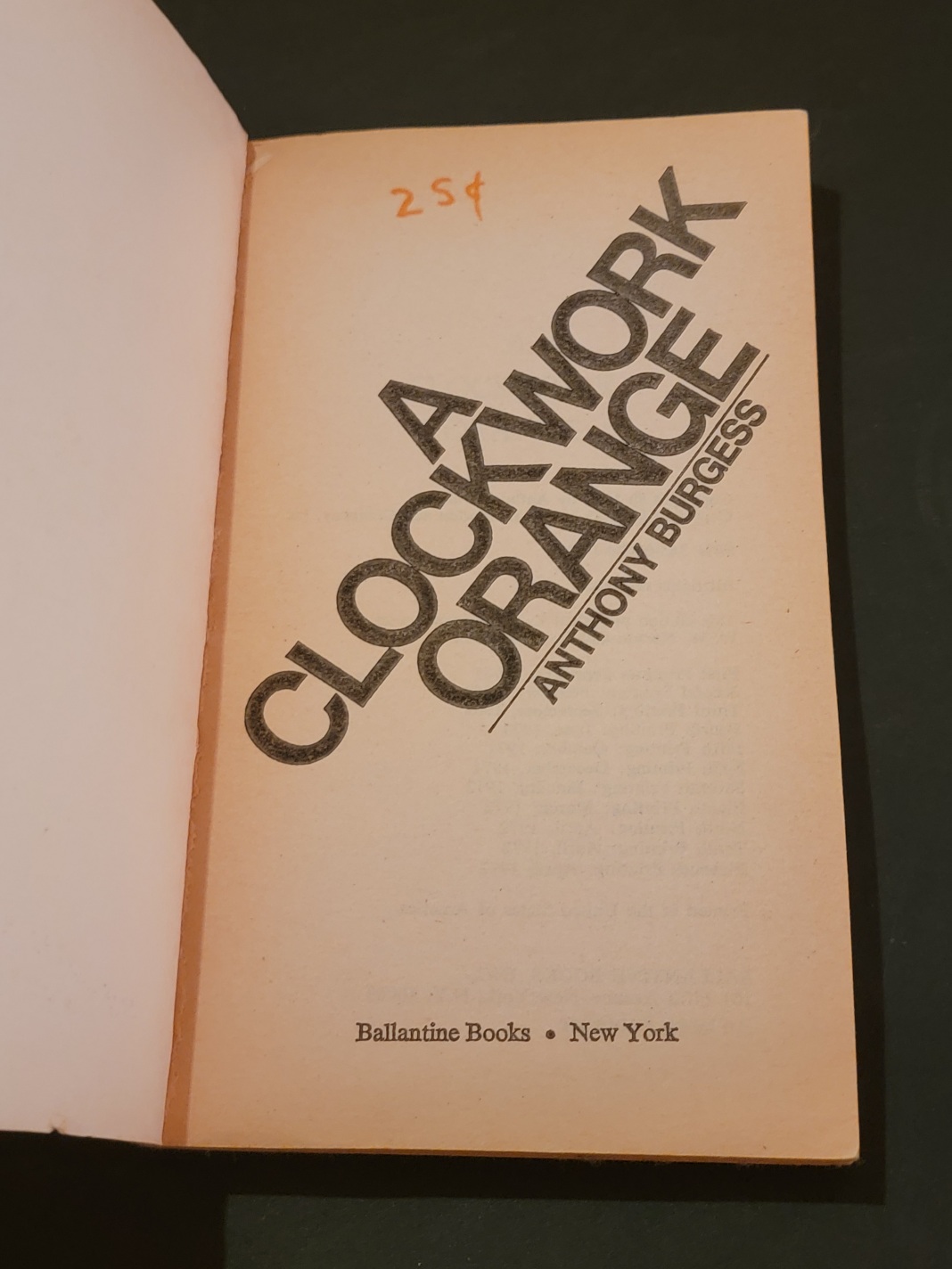 A Clockwork Orange by Anthony Burgess 1972 11th Printing Paperback