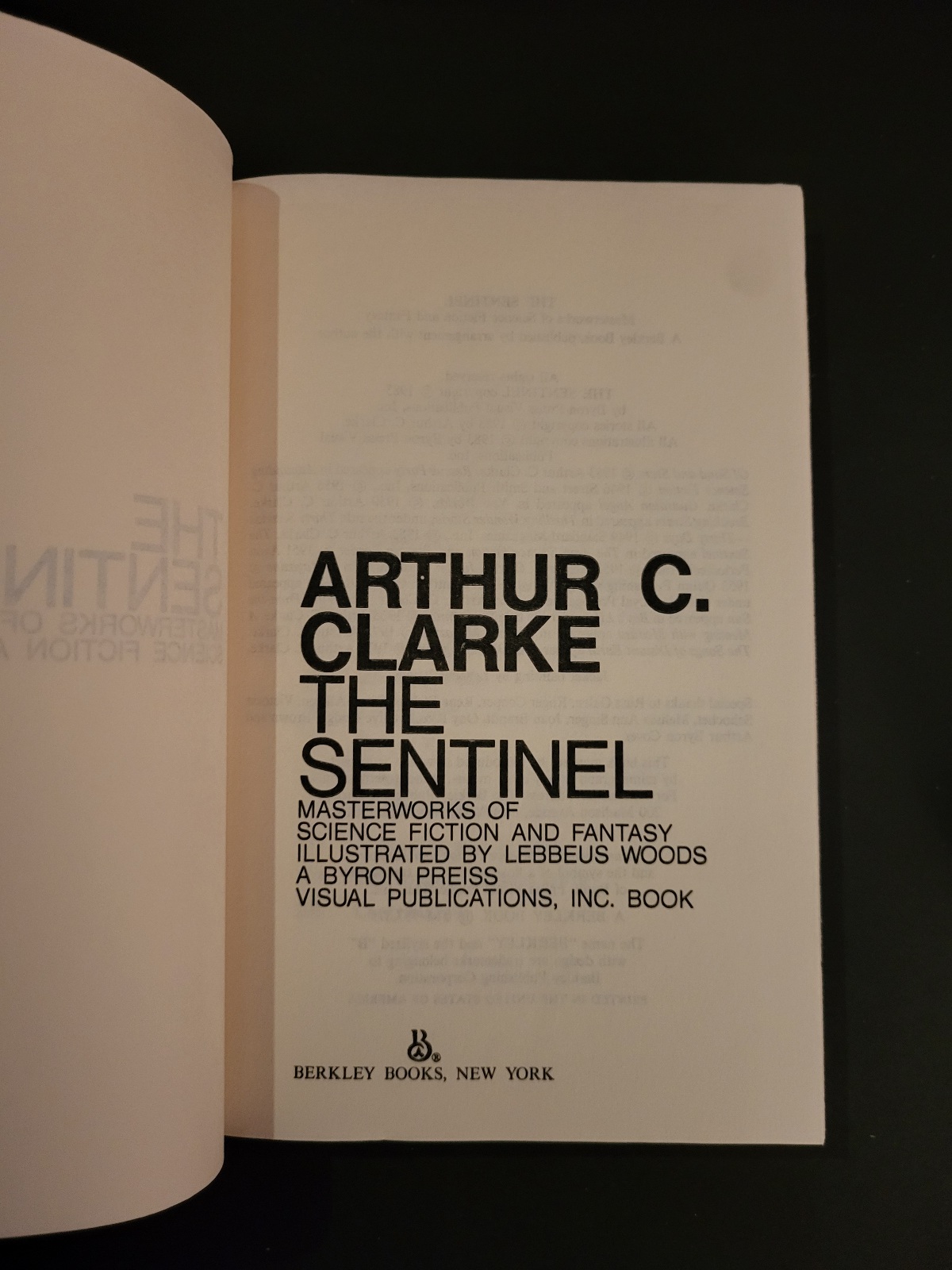 The Sentinel by Arthur C. Clarke with Illustrated Plates by Lebbeus Woods 1983 Book Club Edition Hardcover