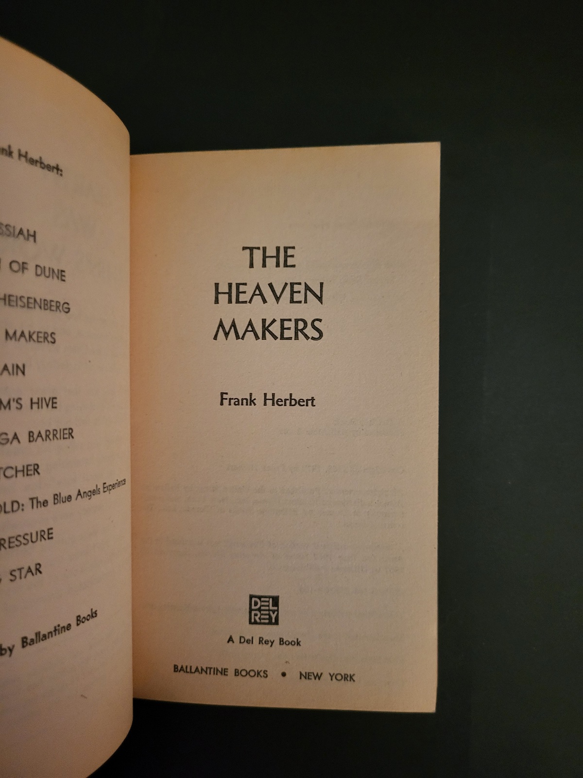 The Heaven Makers by Frank Herbert 1977 Del Rey Paperback