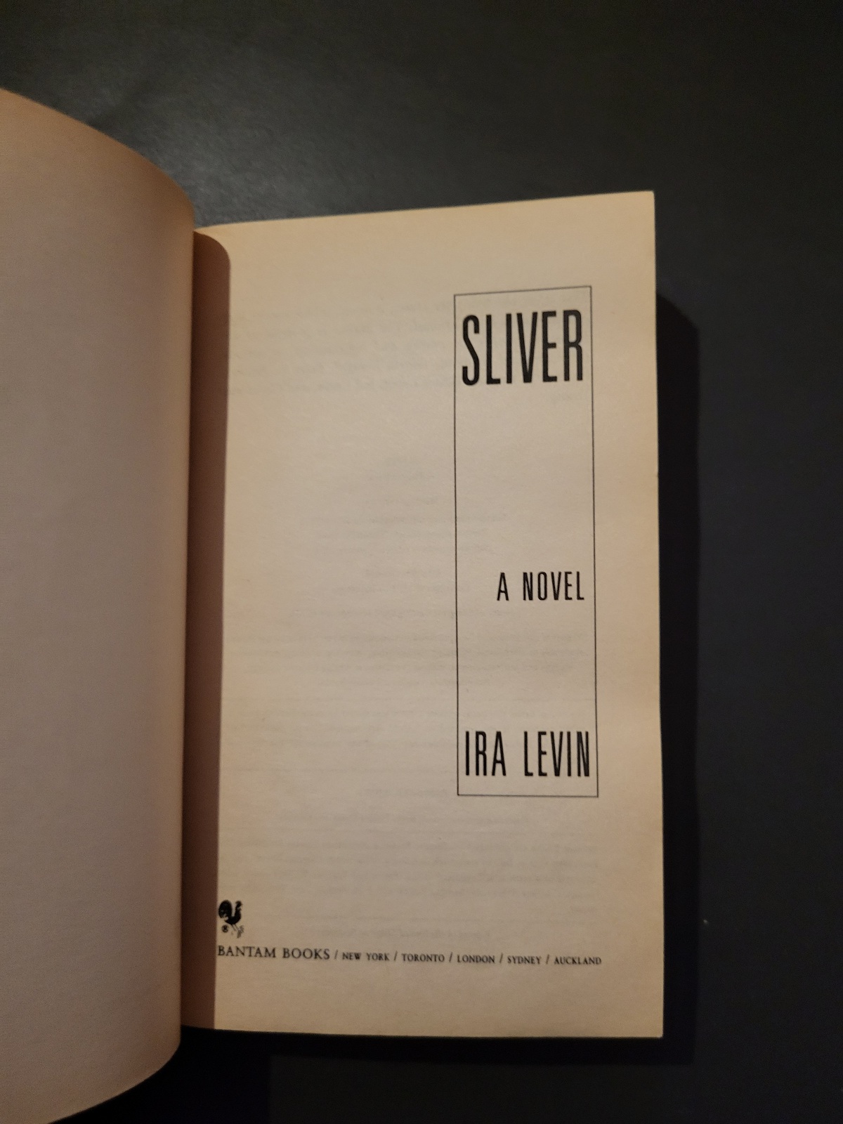 Sliver by Ira Levin 1992 Bantam Books Horror Paperbacks from Hell