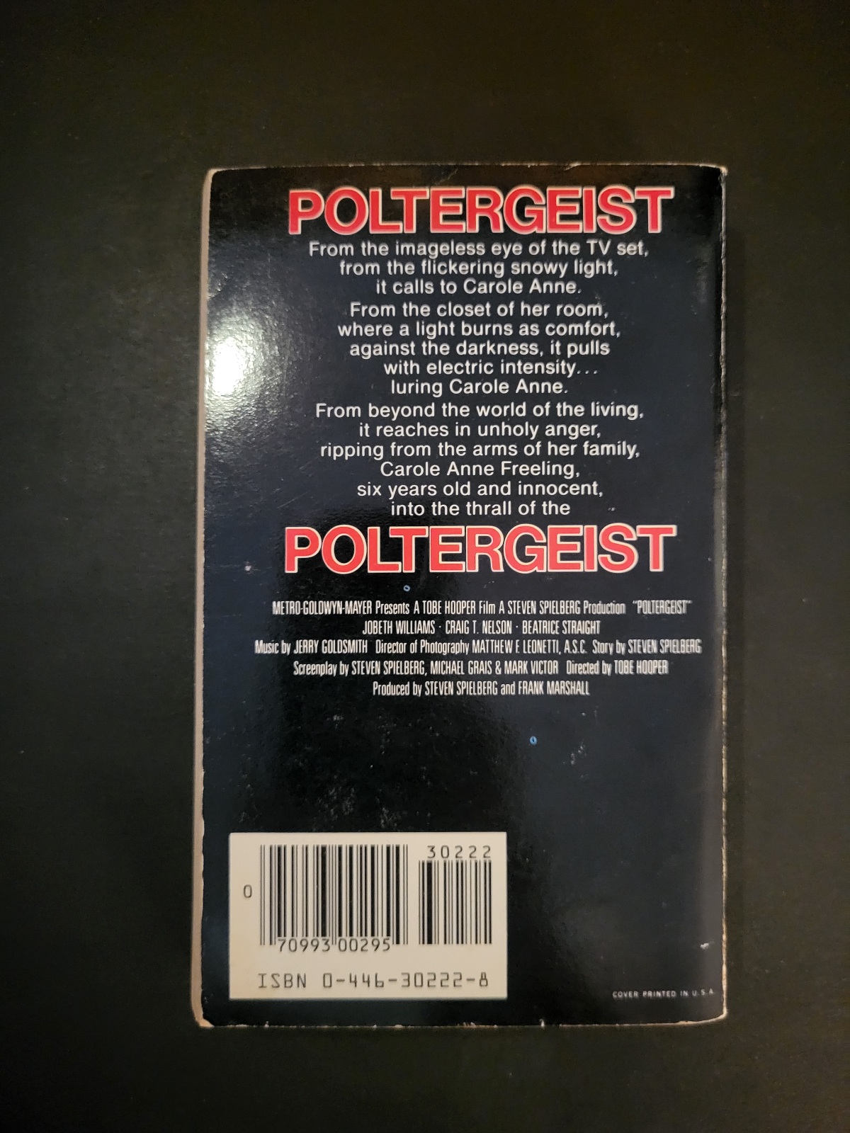 Poltergeist by James Kahn Movie Tie-In Warners Books 1982 1st Printing Horror