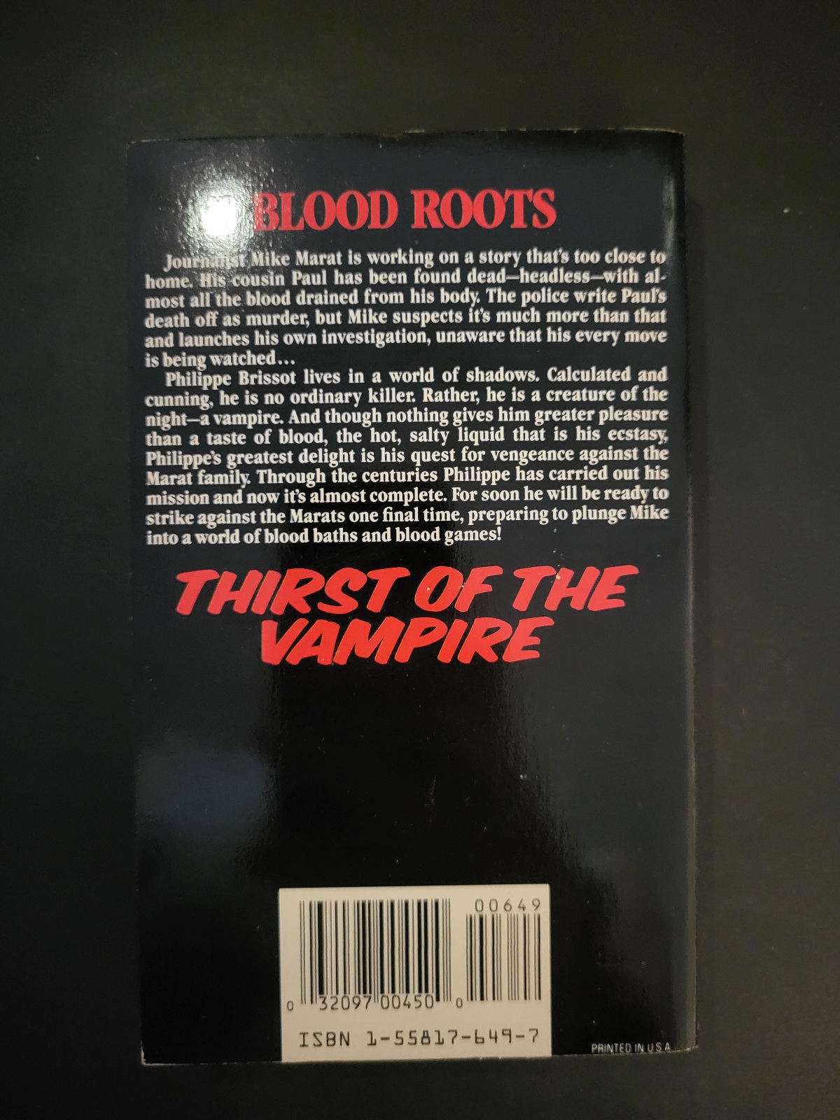 Thirst of the Vampire by T. Lucien Wright 1992 1st Printing Pinnacle Horror Paperback