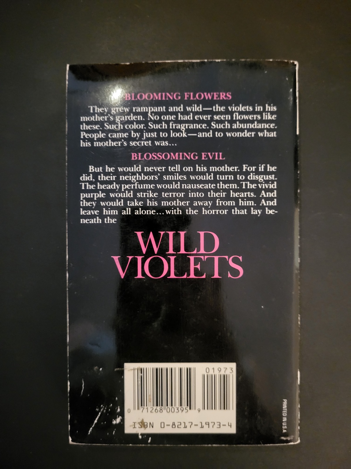 Wild Violets by Ruth Baker Field 1987 4th Printing 3D Cover art Zebra Horror Paperbacks from Hell