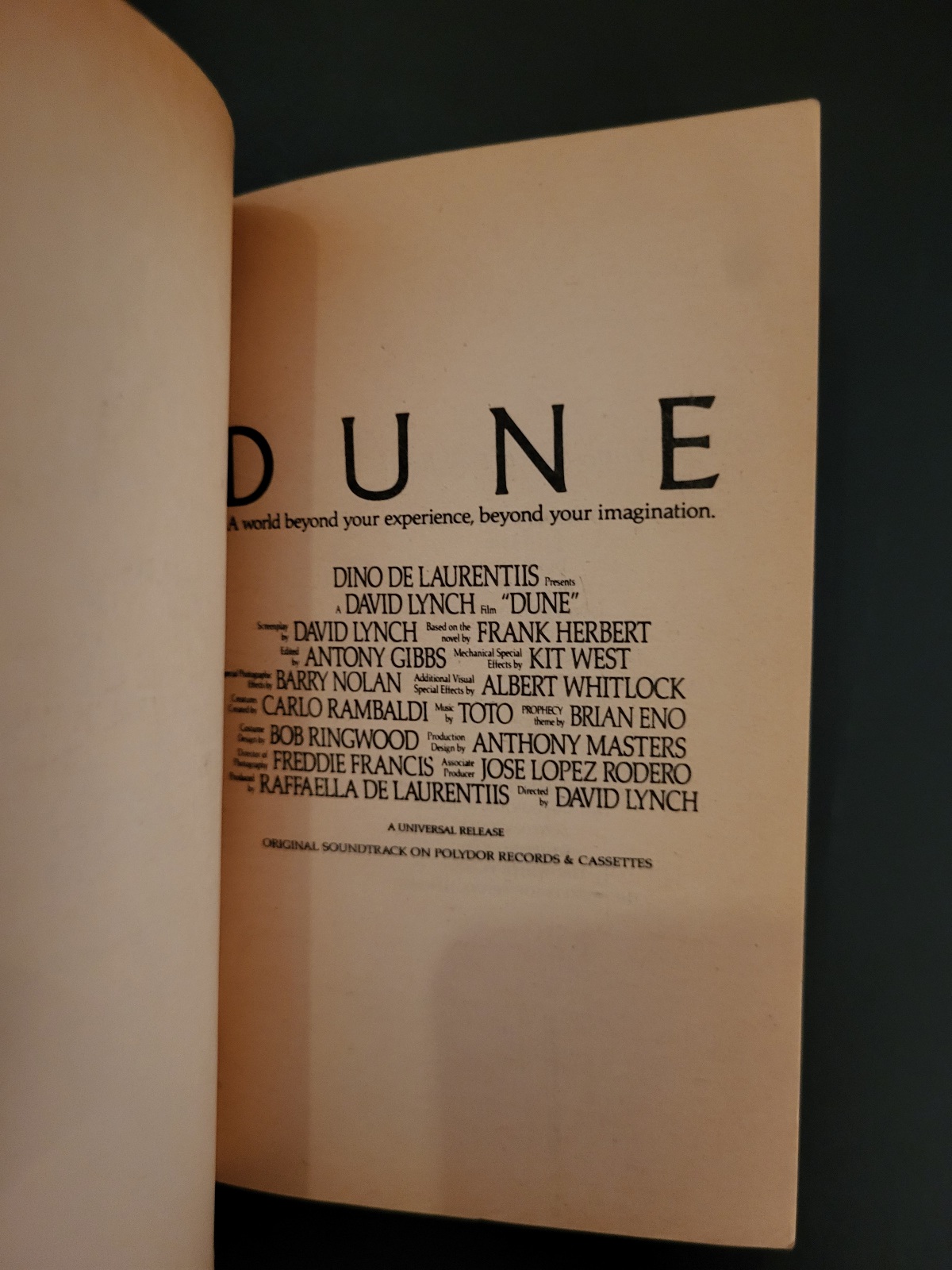 Dune by Frank Herbert Movie-Tie in David Lynch 1984 Berkley Paperback