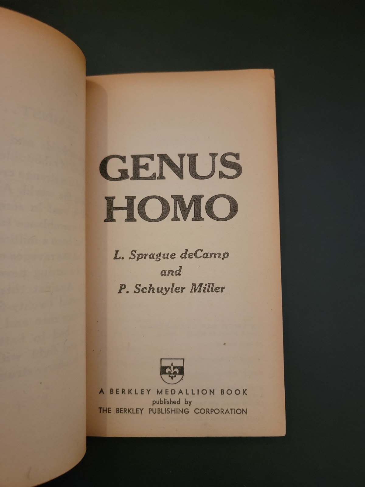 Genus Homo by L. Sprague de Camp and P. Schuyler Miller 1961 Science Fiction Paperback