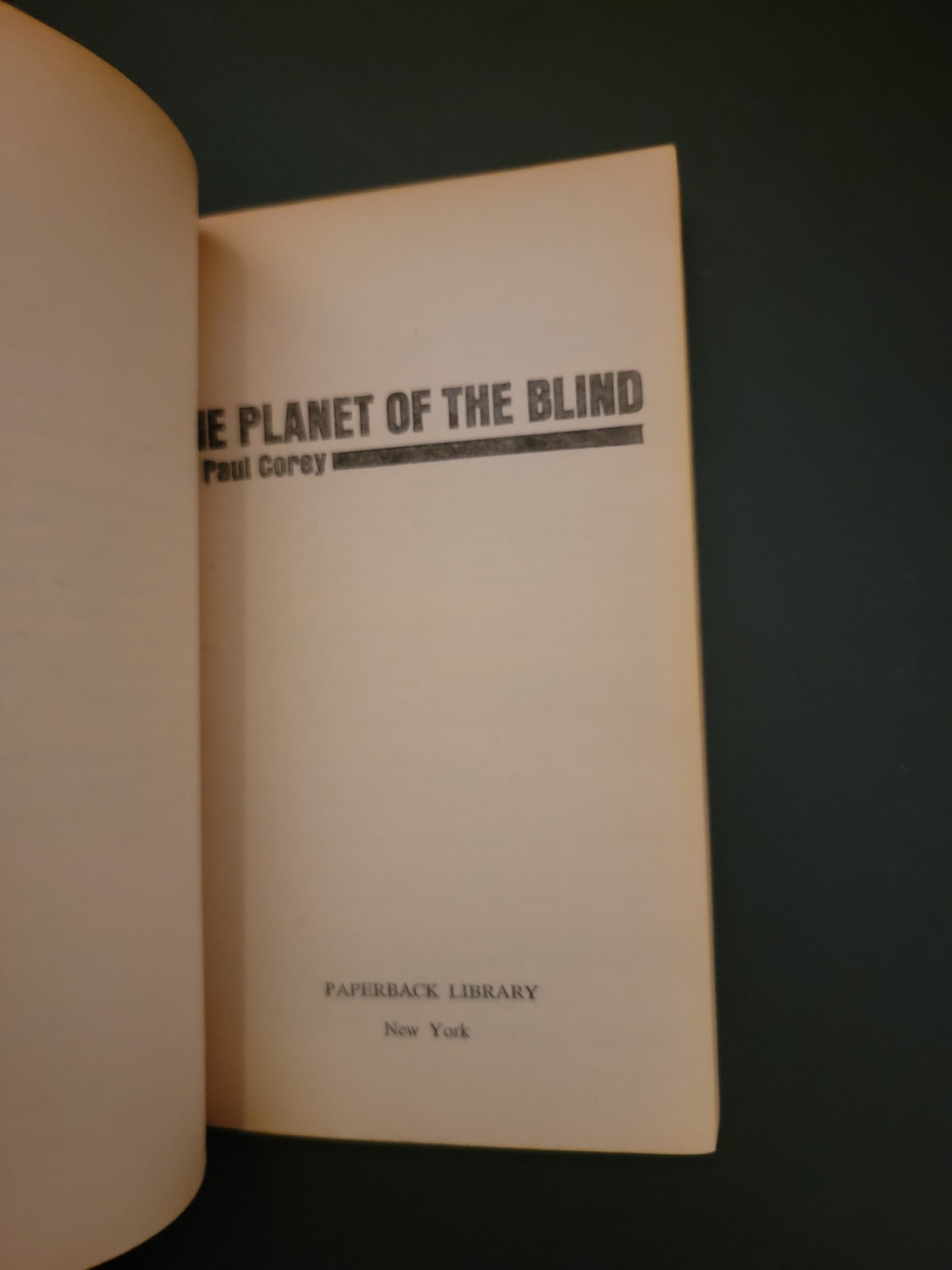 The Planet of the Blind by Paul Corey 1968 Science Fiction Paperback