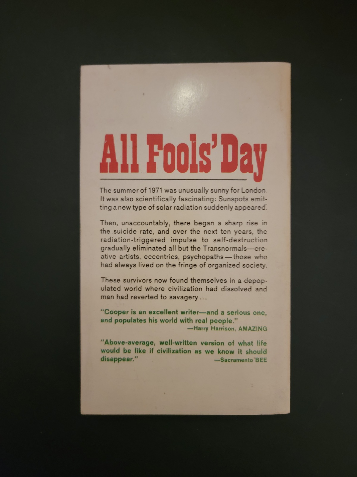 All Fool’s Day by Edmund Cooper 1966 Berkley Science Fiction Paperback