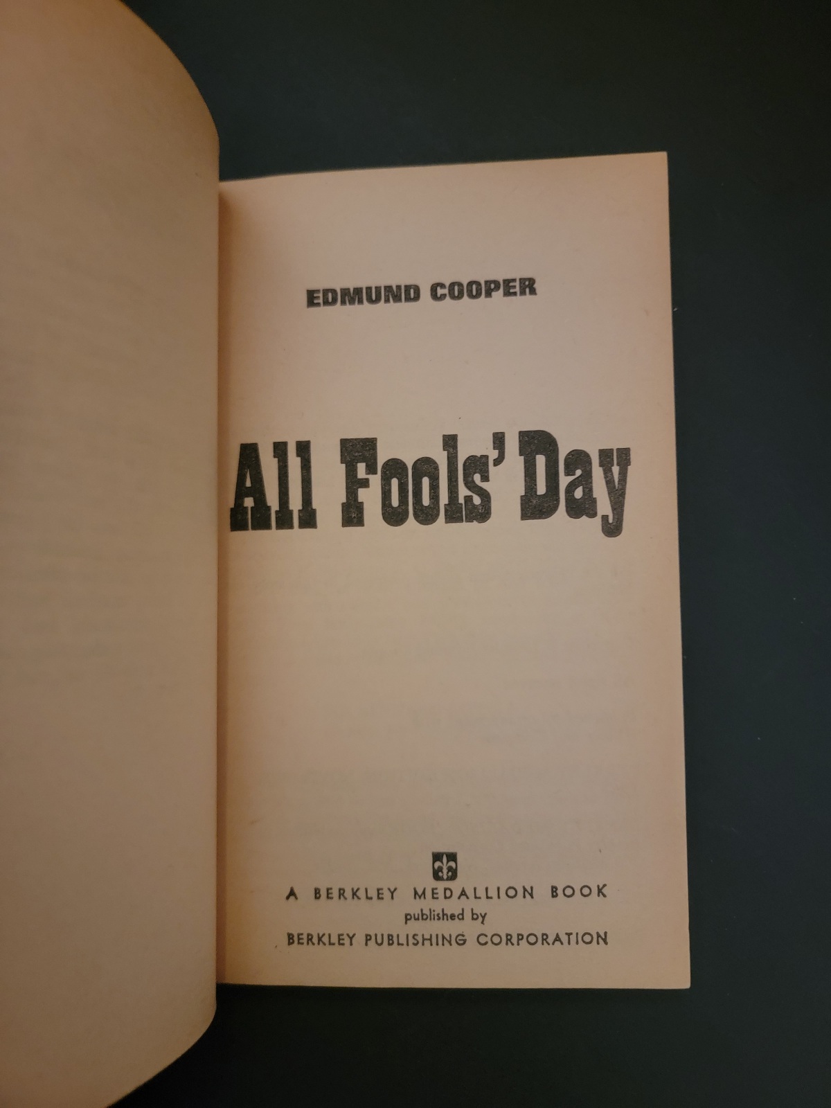 All Fool’s Day by Edmund Cooper 1966 Berkley Science Fiction Paperback