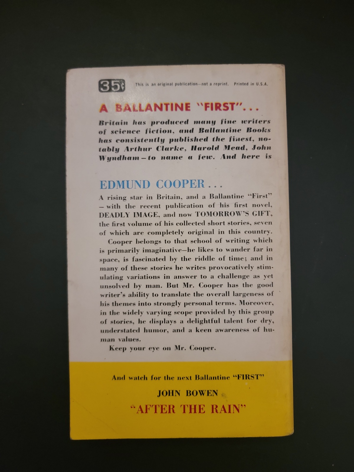 Tomorrow’s Gift by Edmund Cooper 1969 Ballantine Books Science Fiction Paperback