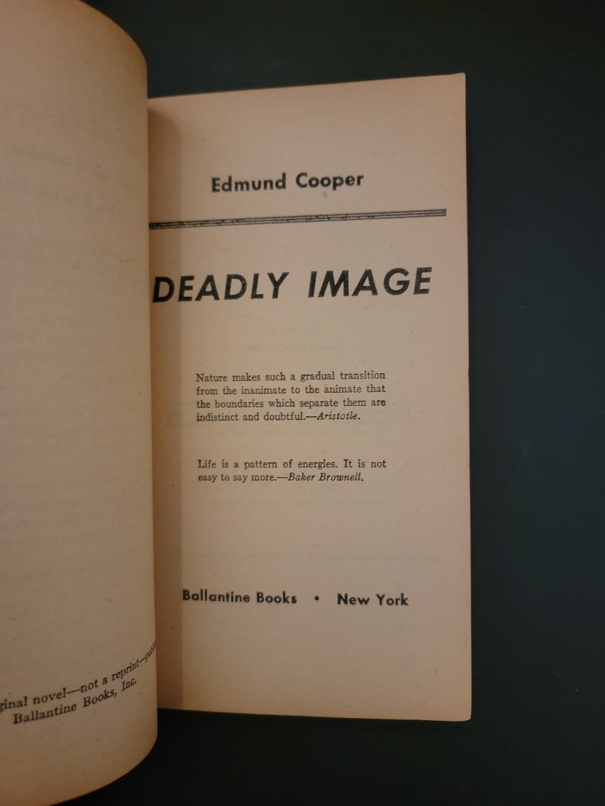 Deadly Image by Edmund Cooper 1958 Ballantine Books Science Fiction Paperback