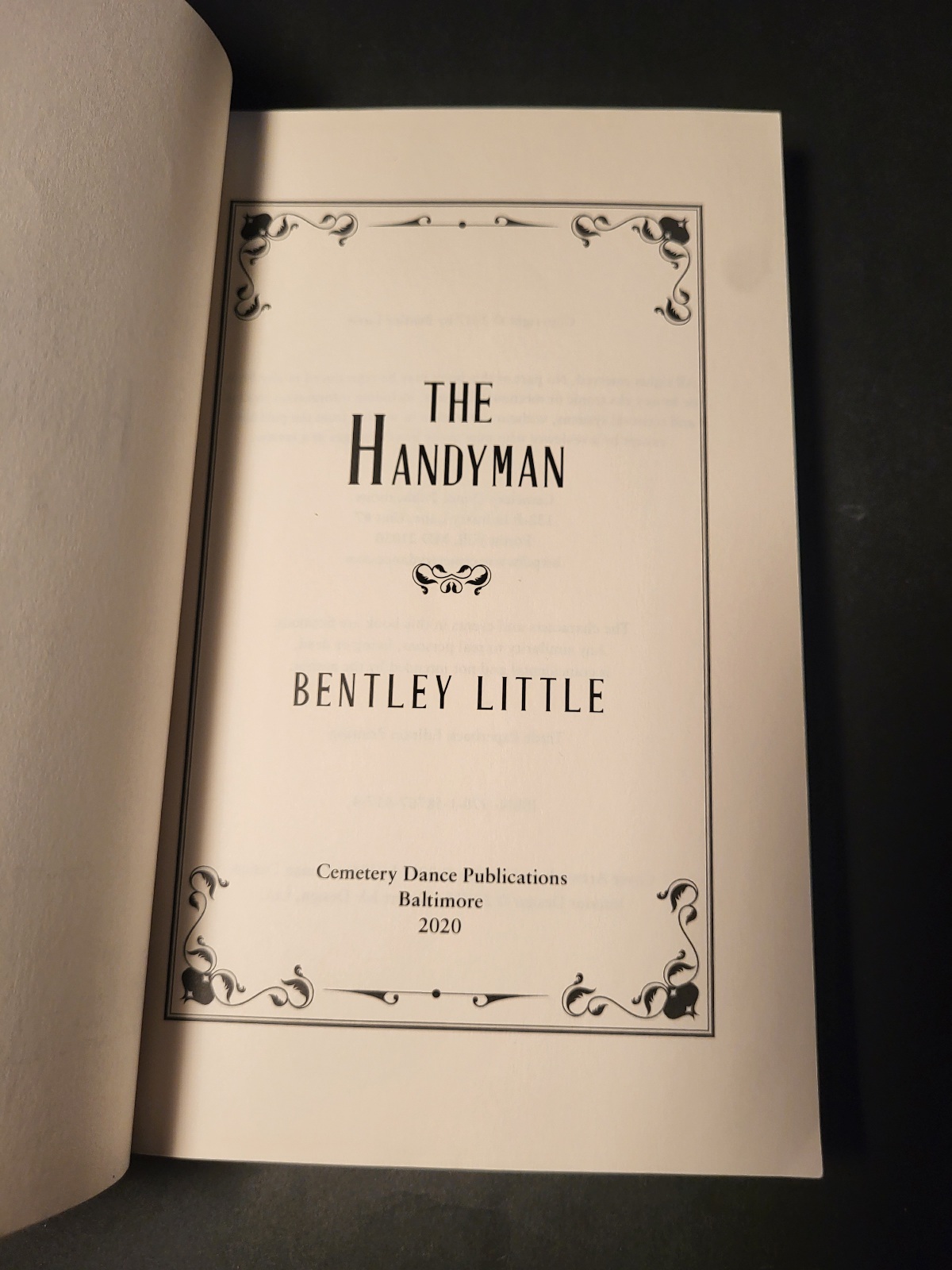 The Handyman by Bentley Little Cemetery Dance Publication 2017 Horror Paperback