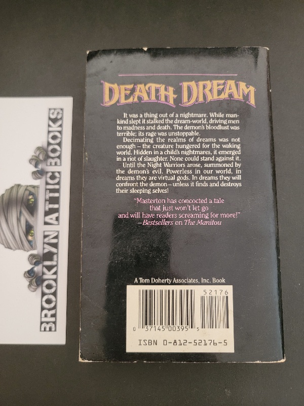 Death Dream by Graham Masterton 1988 1st Printing Tor Horror Paperback