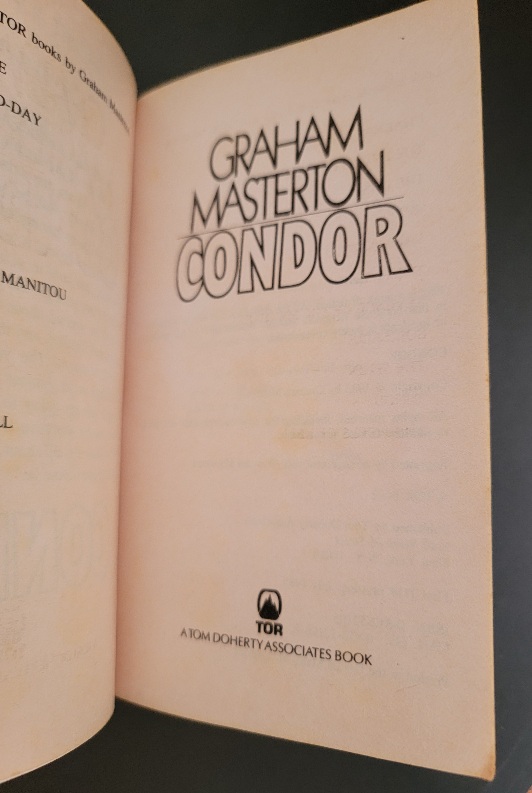 Condor by Graham Masterton 1985 1st Printing TOR Books