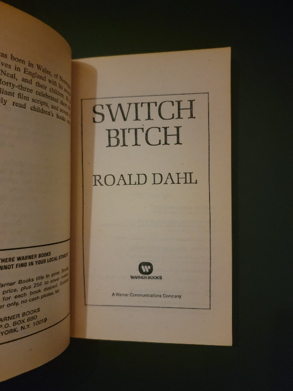 Switch Bitch by Roald Dahl 1975 Warner Books Edition Paperback