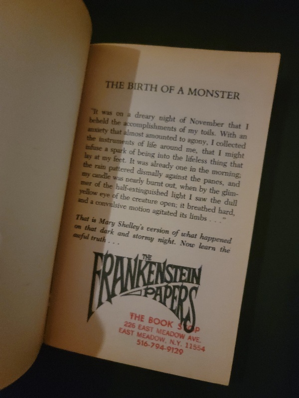 The Frankenstein Papers by Fred Saberhagen 1986 Baen Books