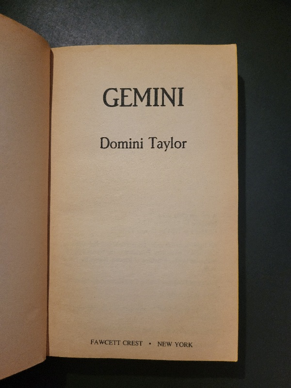 Gemini by Domini Taylor Fawcett 1986 Horror Paperback