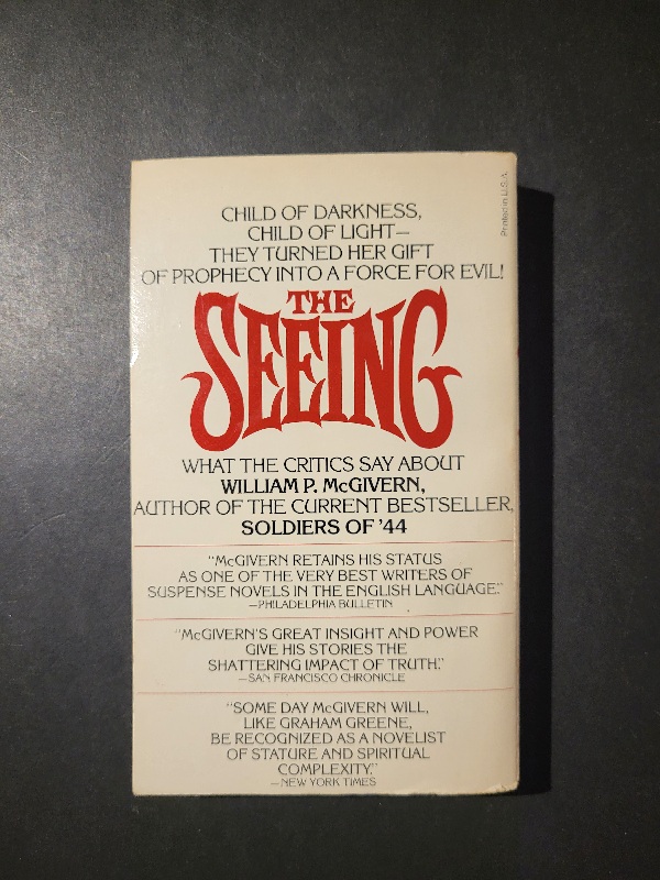 The Seeing by William P. McGivern & Maureen McGivern 1980 Tower Paperbacks from Hell Horror