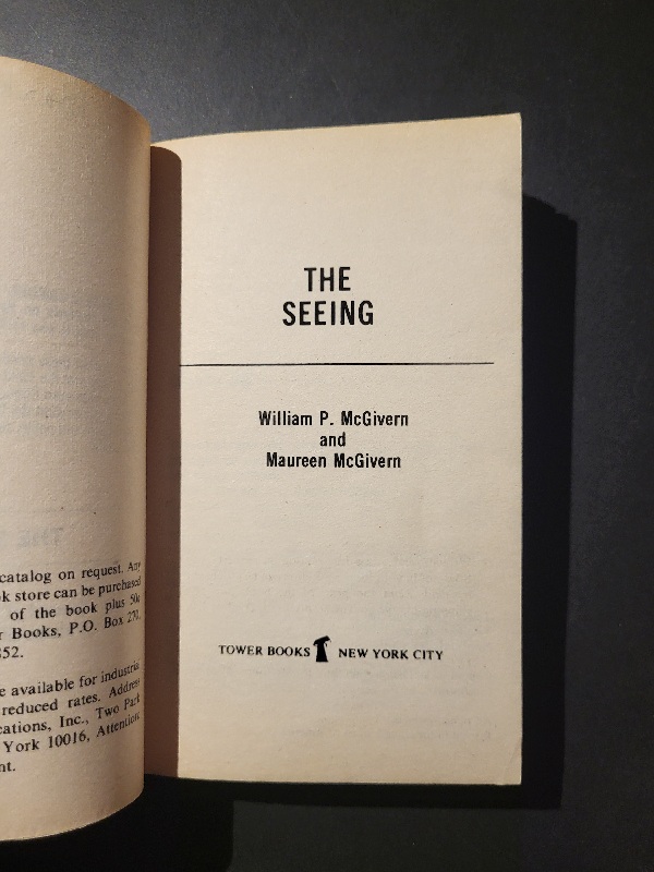 The Seeing by William P. McGivern & Maureen McGivern 1980 Tower Paperbacks from Hell Horror