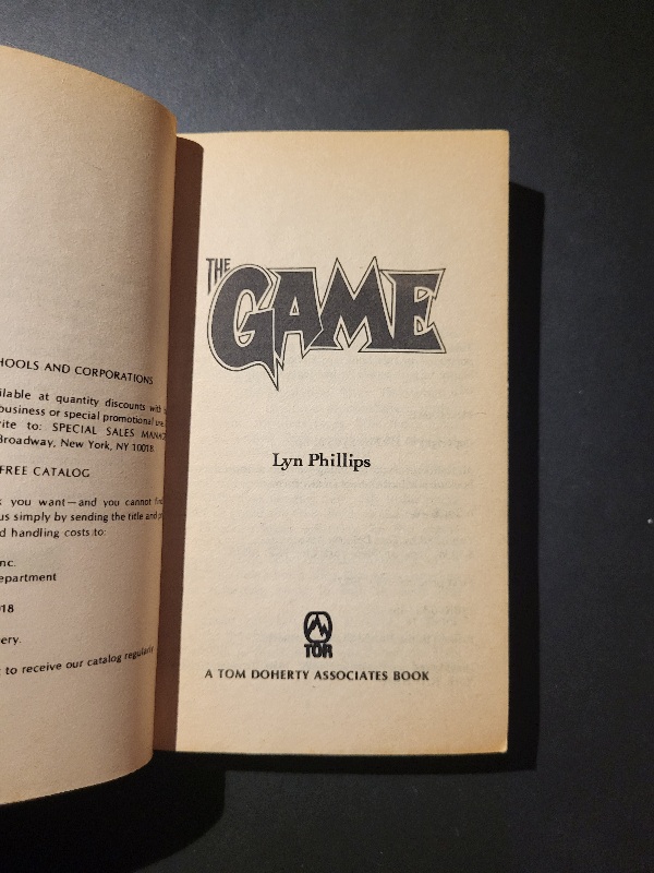 The Game by Lyn Phillips 1982 1st Printing Tor Horror Paperback