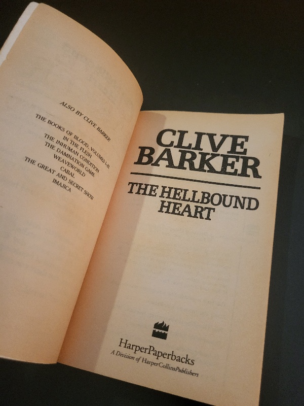 The Hellbound Heart by Clive Barker 1991 1st Printing Harper Collins Paperback Horror