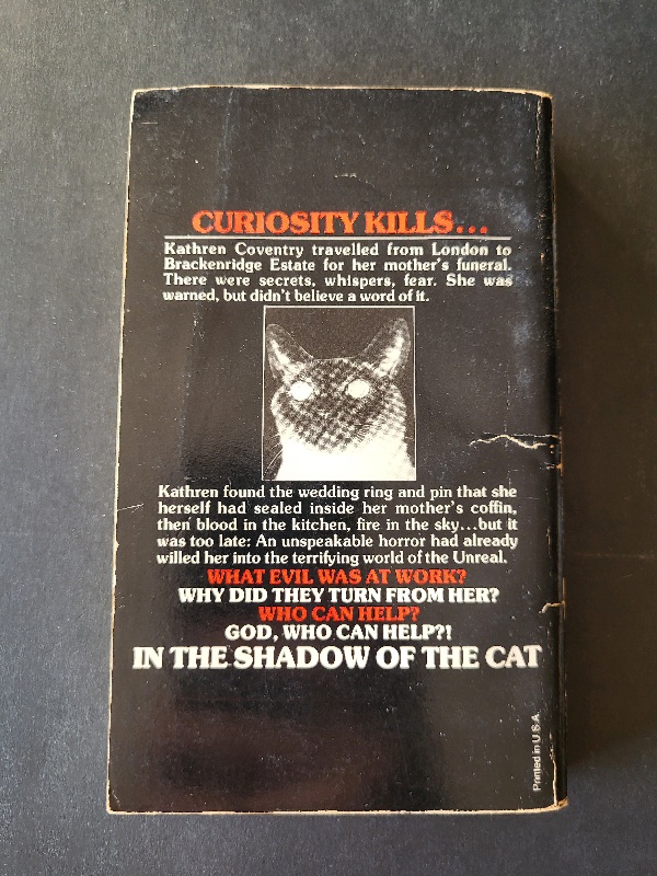 In The Shadow of the Cat by Wendy England 1980 Leisure Occult Paperback Horror