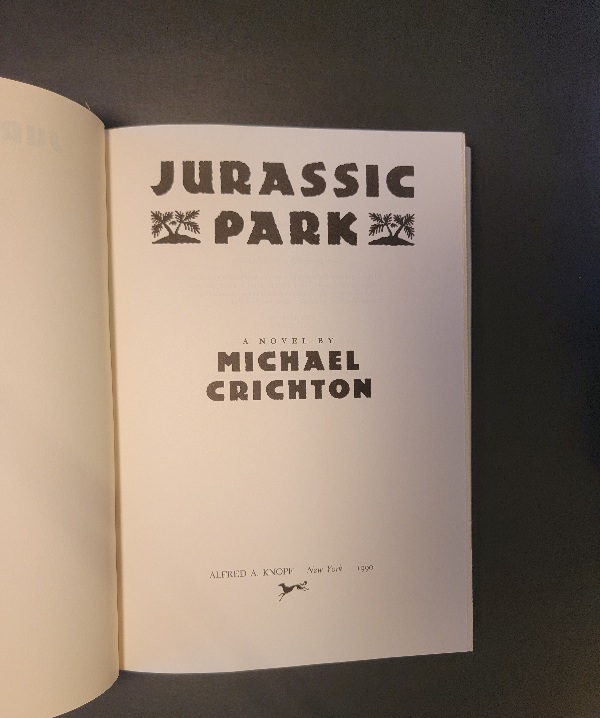 Jurassic Park by Michael Crichton First Trade Edition Hardcover Knopf 1990 Horror Science Fiction