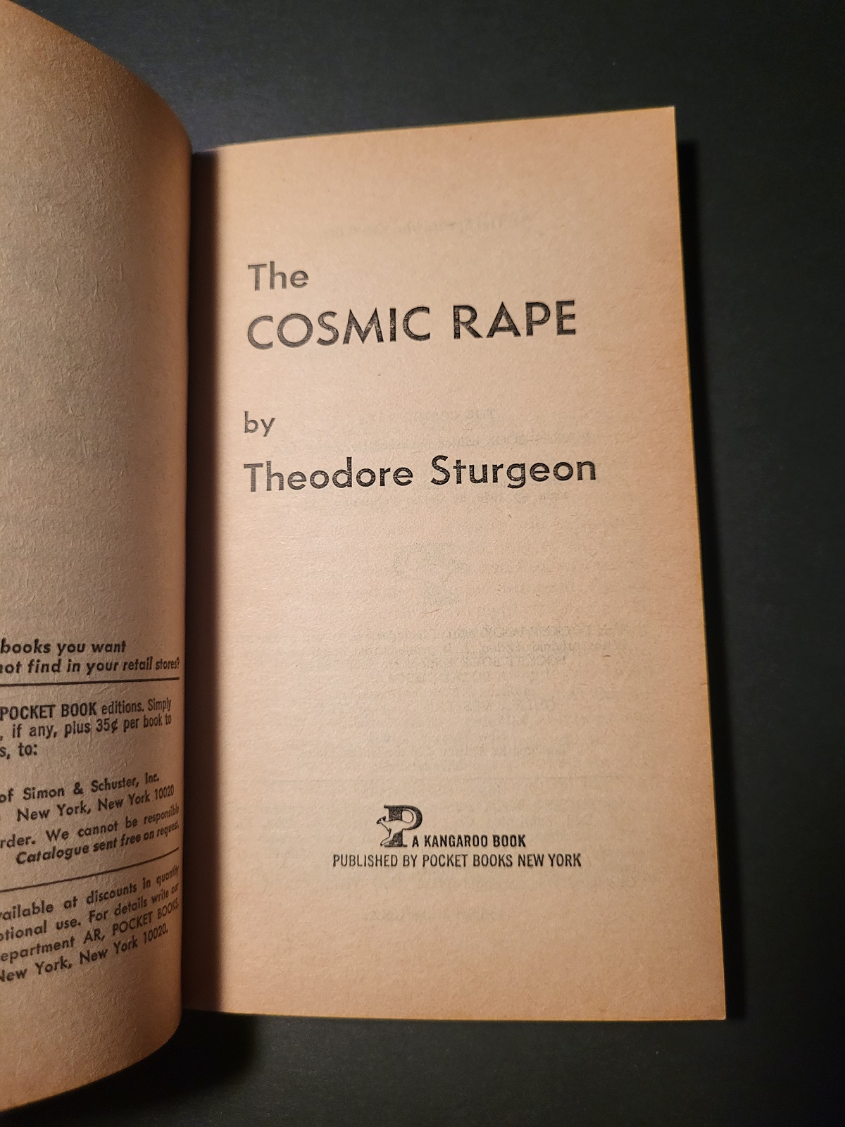 The Cosmic Rape by Theodore Sturgeon 1977 Pocket Science Fiction Paperback