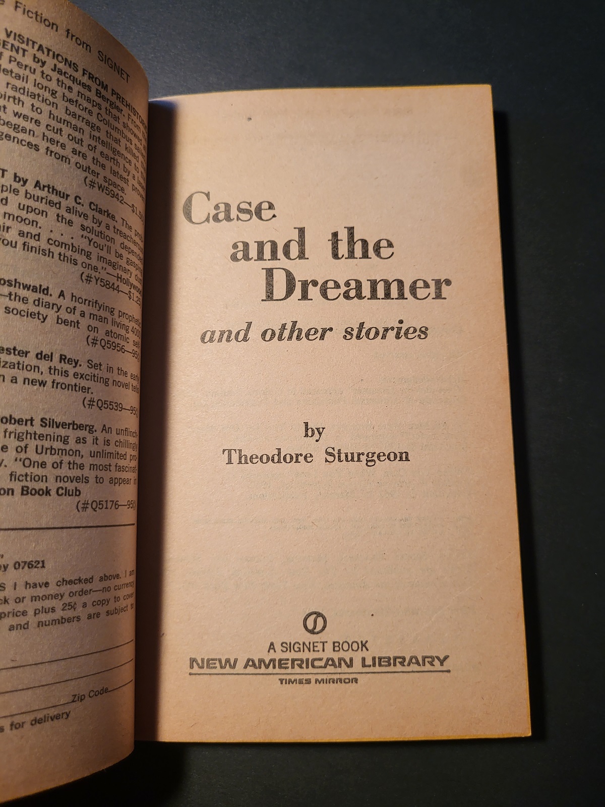 Case and the Dreamer by Theodore Sturgeon 1st Printing 1974 Signet Q6074 Vintage Science Fiction Paperback