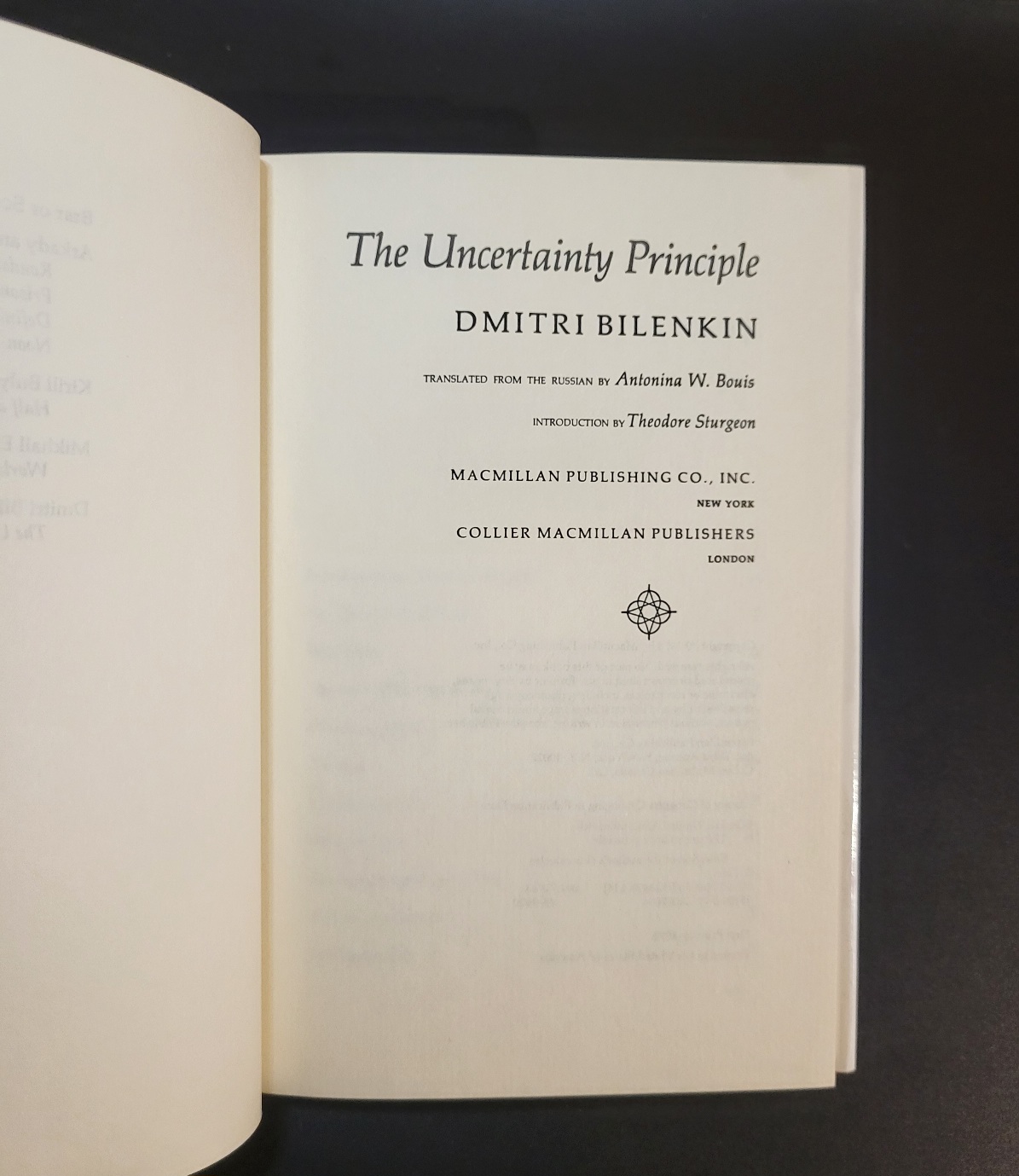 Best of Soviet SF: The Uncertainty Principle by Dmitri Bilenkin First Edition 1978 MacMillan Hardcover Rare