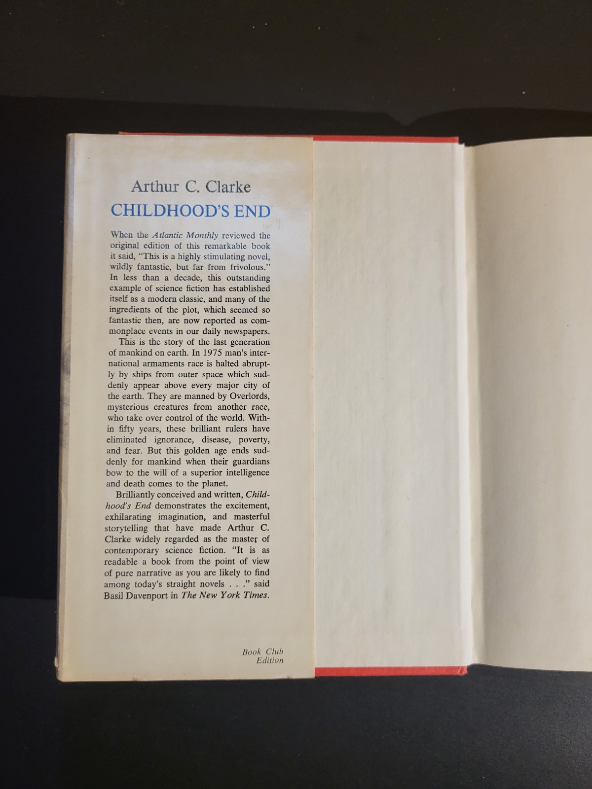 Childhood’s End by Arthur C. Clarke 1953 Harcourt, Brace & World Book Club Edition Science Fiction Hardcover